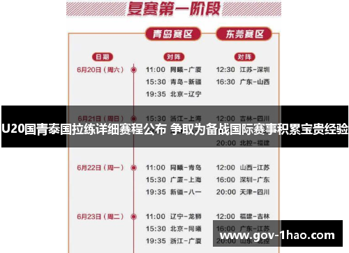 U20国青泰国拉练详细赛程公布 争取为备战国际赛事积累宝贵经验